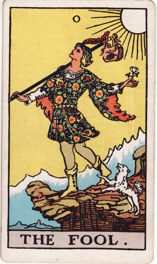 The Fool tarot card from the Rider–Waite–Smith deck